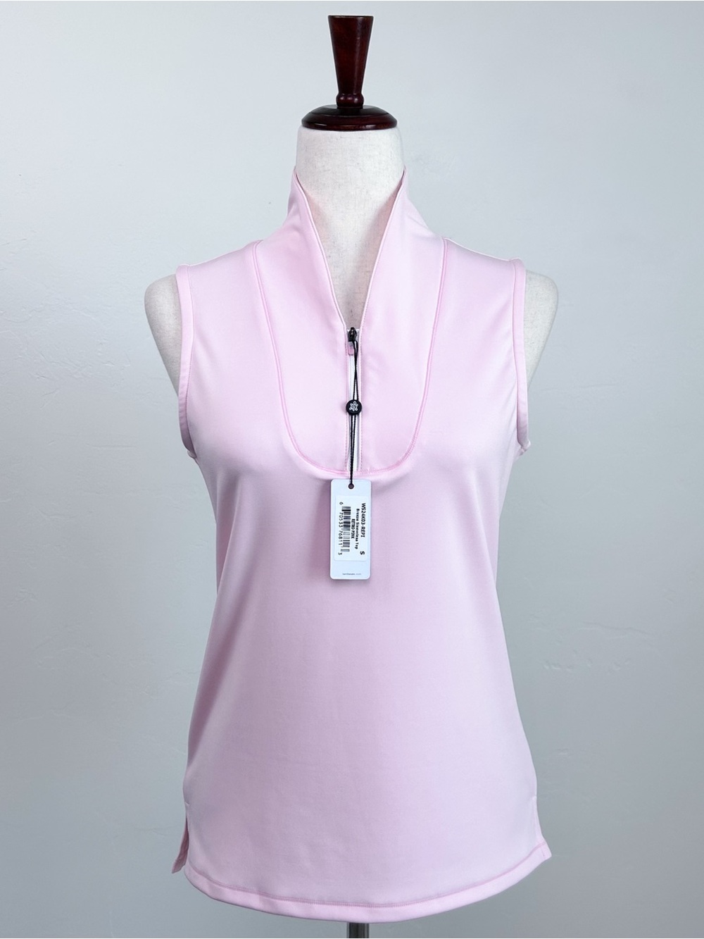 Turtleson SMALL Retro Pink Zip Neck Sleeveless Sporty Preppy Golf Breeze Top NWT